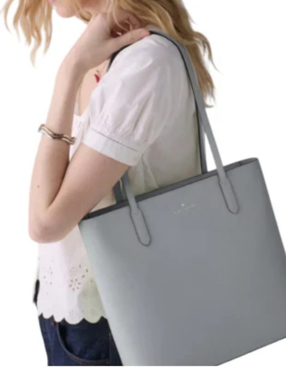 kate spade light gray leather tote - Picture 7 of 7
